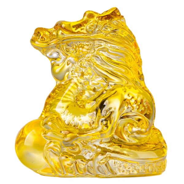 Kristall Drakprydnader Elegant Drakstaty Tolv Zodiak Drakgåvor Lyckobringande Djurstaty Rumsdekor Gul