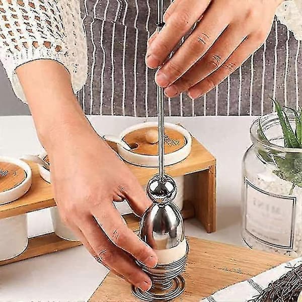 Æggeskalsfjerner, æggeåbner, rustfrit stål ægknuser, æggeskalskutter, rustfrit stål køkkenredskab til blødkogte æg og æg