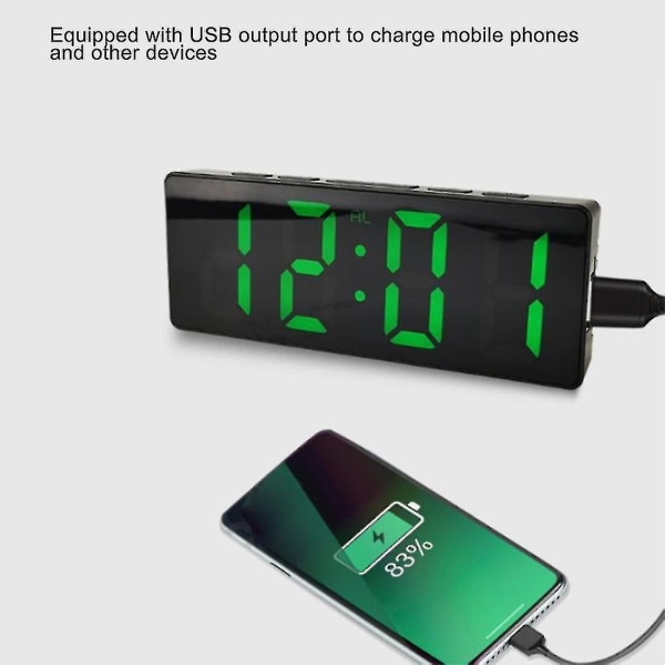 Digital väckarklocka Snooze Elektronisk LED-klocka 4 visningslägen 12/24 timmars bordsklocka för levande R