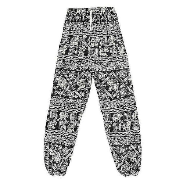 Haremsbyxor med elefantdesign, lös passform, hippie, träning, fest, strandbyxor