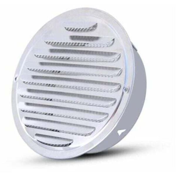 110 mm diameter luftventil - Rund luftventil. Luftventil i rostfritt stål med hål. Ventilation med nät. Rund avgasrörsventil