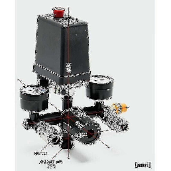 Trycksregulator med tryckbrytare för kompressor Tryckbrytare med 2 displayer
