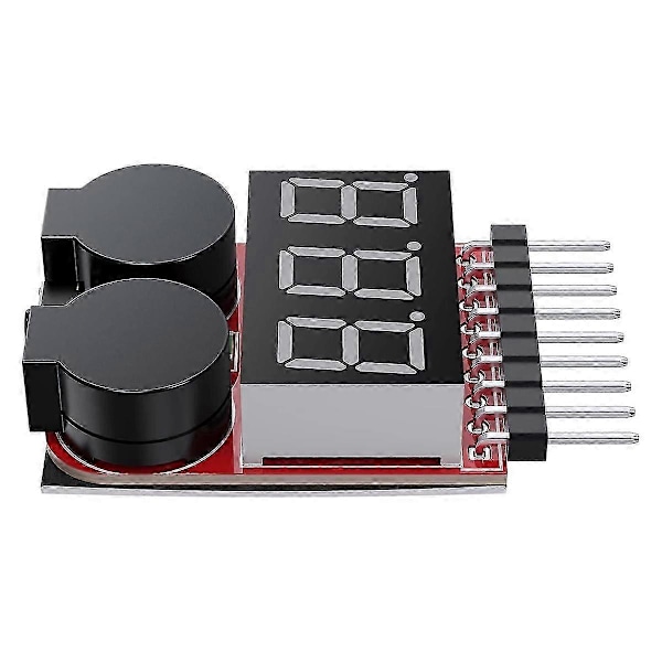 5 STK 2 I 1 1-8S Lipo Batterispændingstester, RC Lavspændingssummeralarm, Batteriovervågnings- og tester kompatibel med Lipo/Li-Ion