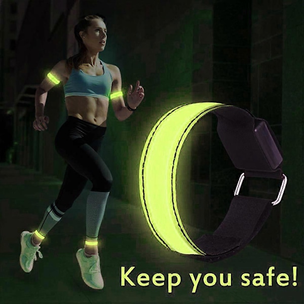 1 stk. Lysende Armbånd USB Refleksbånd Armbånd for Utendørs Jogging Løping Sport