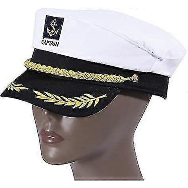 Voksen Kaptajn Hat Yachting Båd Sømand Admiral Kostume Hvid, One Size NEHXV