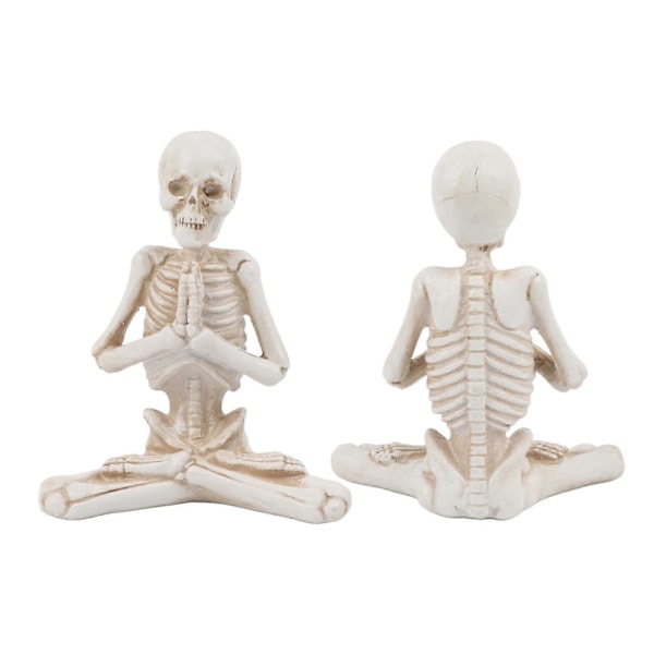 Skelettfigurer Utsökt Snidade Färgfasta Livsliknande Halloween Skelettdekorationer Läskig Atmosfär Rekvisita för Spökhus Meditation