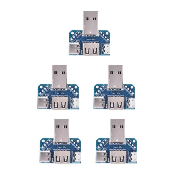 5 kpl USB-sovitinlevy Uros USB - Naaras TypeC 4P 2,54 mm Siirtokortti