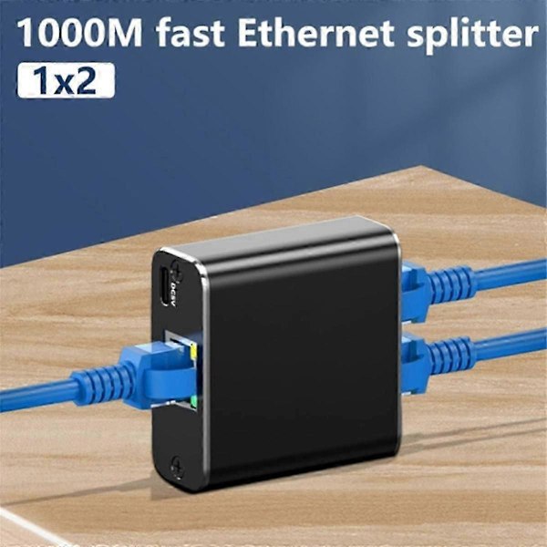 1000 Mbps Netværkssplitter Ethernet Splitter kompatibel med 2 PC Bærbar Netværk RJ45 Splitter 1 ind 2 ud Gigabi