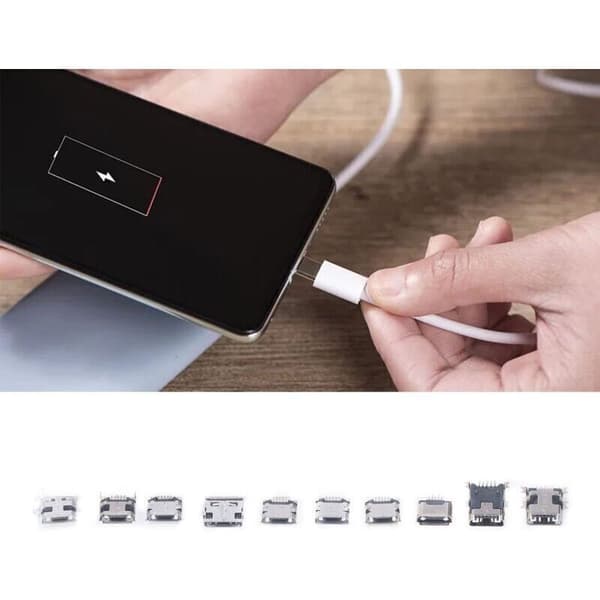 100 stk Micro Mini USB hunnpluggkontakt Micro USB-plugger USB-reparasjonserstatningsadapterassortimentsett med oppbevaringsboks