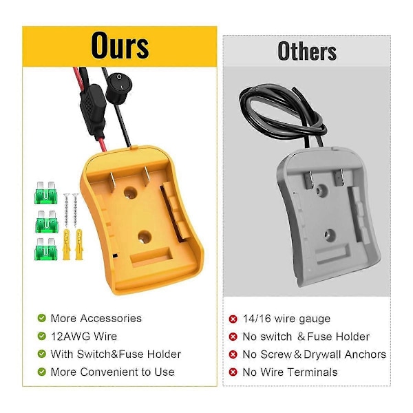 2-pack Power Wheels-adapter för 20V, Power Wheels-batterikonverteringskit med säkring & strömbrytare & kabelanslutningar
