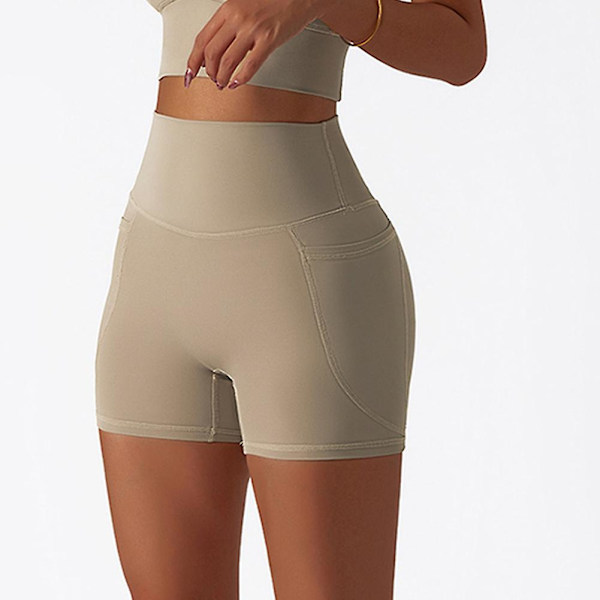 Sommar issilkesshorts som andas sportbyxor med hög midja Apricot M