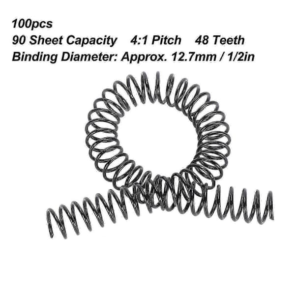 100 st Bindningsspiral 12,7 mm Diameter 48 Tänder 4:1 90 Ark A4 Papperskapacitet