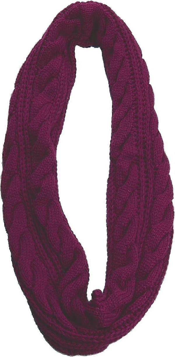 Dame Tyk Ribstrikket Vinter Infinity Circle Loop Halstørklæde Premium Twist Purple Red Grape