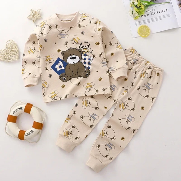 Pure Cotton Barn Set baby Pojkar Flickor Nattkläder Söta tecknade hemkläder Barnkläder set 1 6M