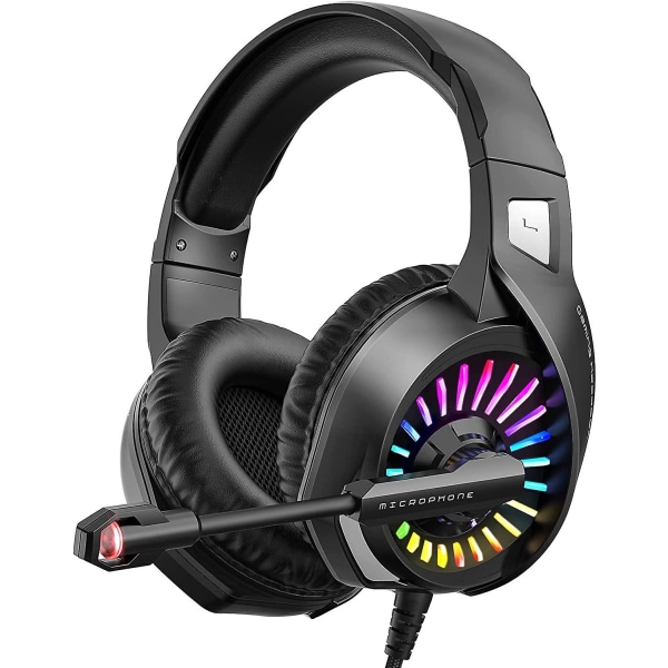 Gaming Headset med Mic Over-Ear hörlurar med LED RGB-ljus