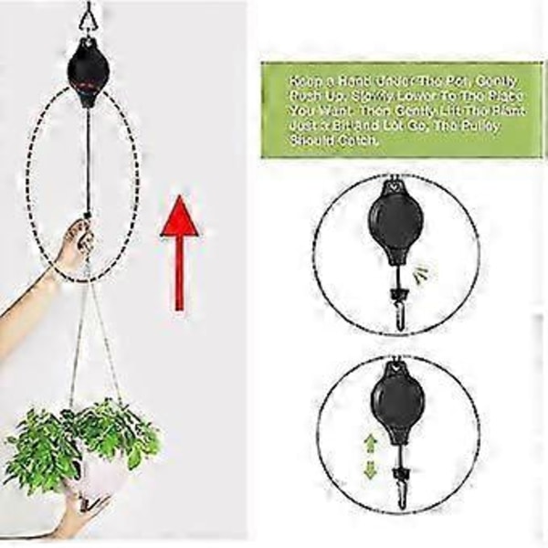 Infällbar Växtkrok med Trissa Justerbar Växthängare Hängande Blomkorg 4-pack Växt för Trädgårdskorgar Krukor och Fågelmatare