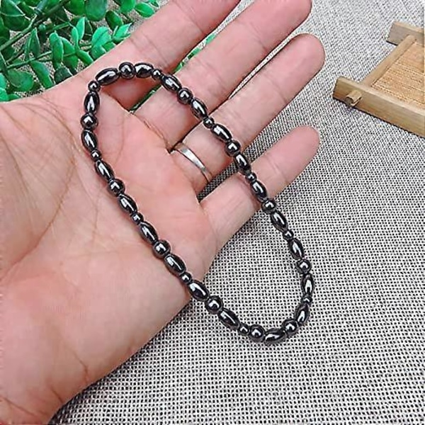 Damanklets med magnet, hematit lindrar ledvärk och främjar sömn, 2 stycken, ljus svart 6mm