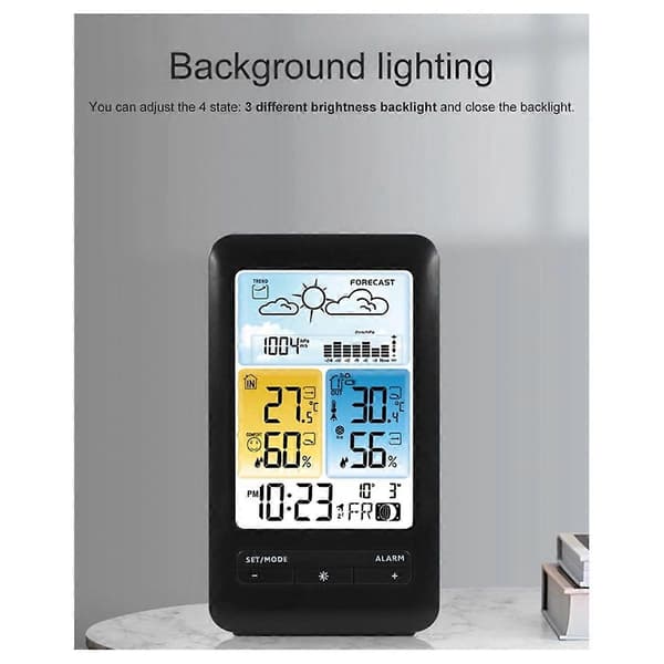 Trådlös Digital Väderstation Termometer, Temperatur- och Luftfuktighetslarmklocka, Väder