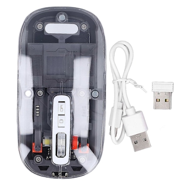 Bluetooth Trådløs Mus BT1 BT2 2.4GHz 3 Modus Stille Justerbar DPI Oppladbar Transparent Mus for PC Laptop Nettbrett Grå