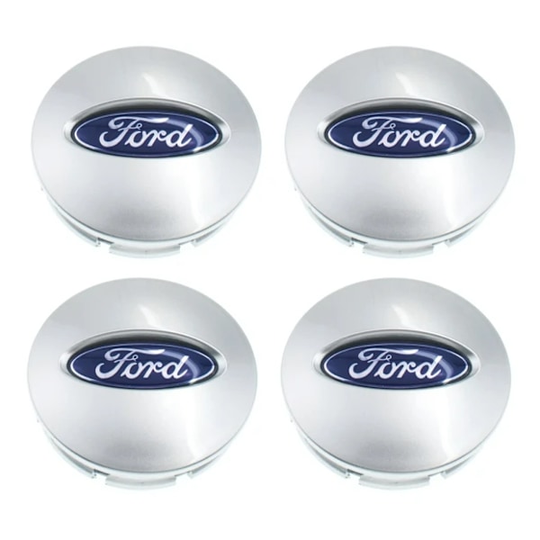 4-pack - Ford Center Cap/Nav Hub-logotyp - Bil 66 mm - Silver