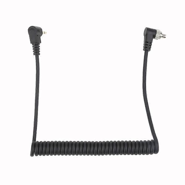 2,5 mm til han Flash PC Sync Kabelledning med Skruelås, Udstrakt Spiralledning