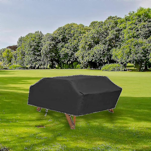 Vandtæt Picnic Bordovertræk Klassisk Sort Vindtæt Støvtæt Anti-UV Overtræk Til Fester Picnic Og Camping[PB]