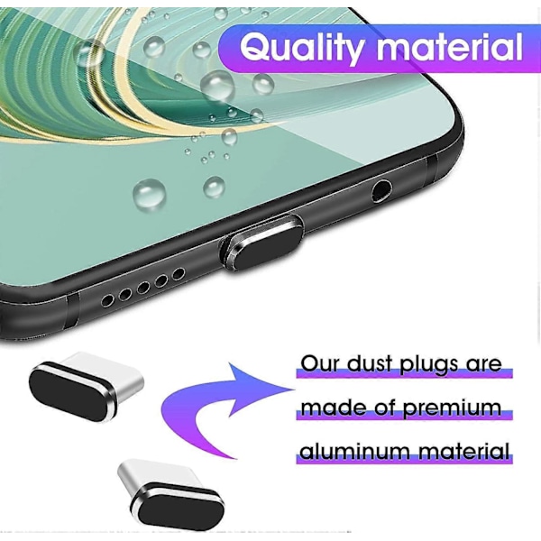 USB C Pölysuojatulppasarja, 6 kpl Type C Porttipistokkeet Pölysuojukset Latausportin suojus USB C Portin suojukset Type C Metallinen pölysuoja