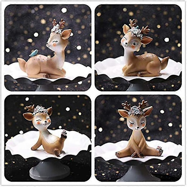 Rådyrfigur, dekorative ornamenter, 3D miniature Bambi rådyr dekorativ figur, dyrefigurer.