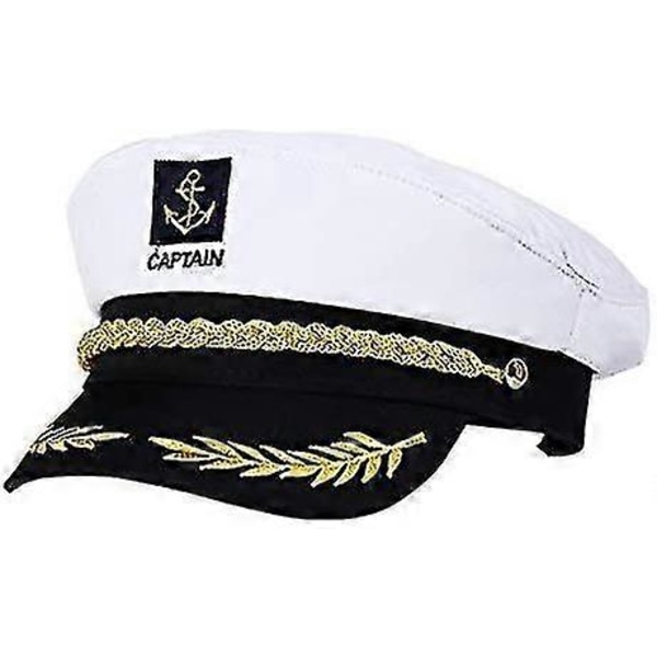 Voksen Kaptajn Hat Yachting Båd Sømand Admiral Kostume Hvid, One Size NEHXV