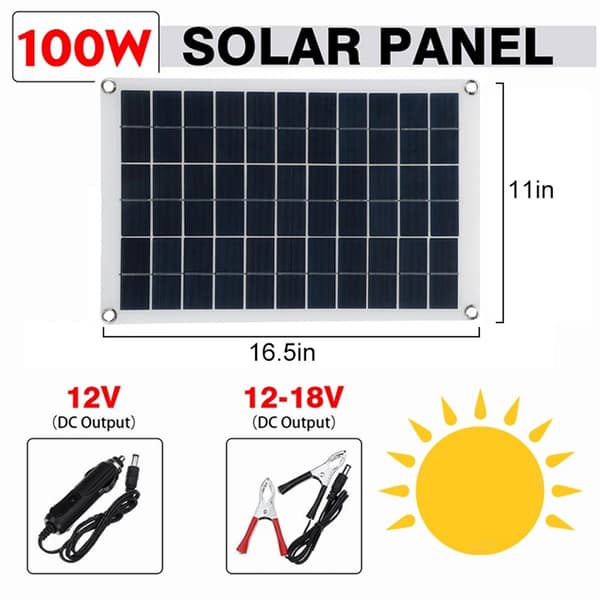 18W 18V Solpanel Batterioplader Polykrystallinsk silicium med 10A Ladecontroller, Dobbelt USB, DC