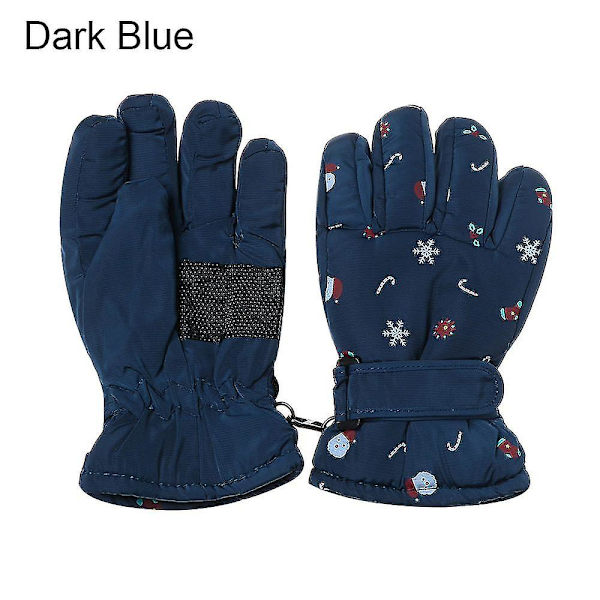 1 par Barn Skidhandskar Långärmade vantar Vinter Vindtät Vattentät Tjock Varm Halkfri Rådjur Kanin 7-14 år gammal Dark blue