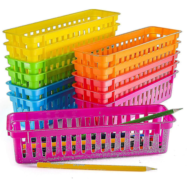 Pencilholder til klasseværelset, blyantkurv eller farveblyantskurv, forskellige farver (12 stk.)