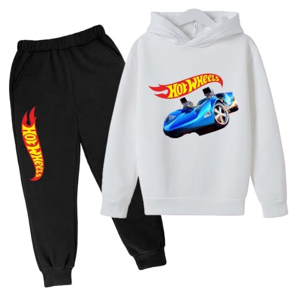 Hot Wheels Barn Vår Höst Casual Träningsoveraller 3-13 år Pojkar Flickor 2st Pullover Huvtröja+byxor Kostymer Barnkläder Set 3 12-13T