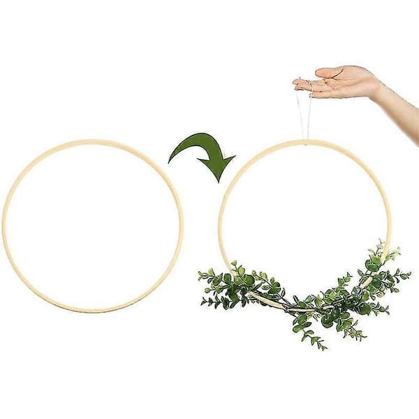 12 Delar Trä Bambu Blomsterbåge Set Makramé Hantverksbågar Ringar För DIY Kransdekor, Drömfångare