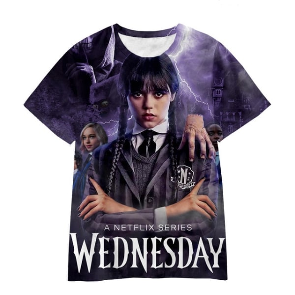 2023 sommar ny onsdag Addams 3DT T-shirt pojkar och flickor 140cm