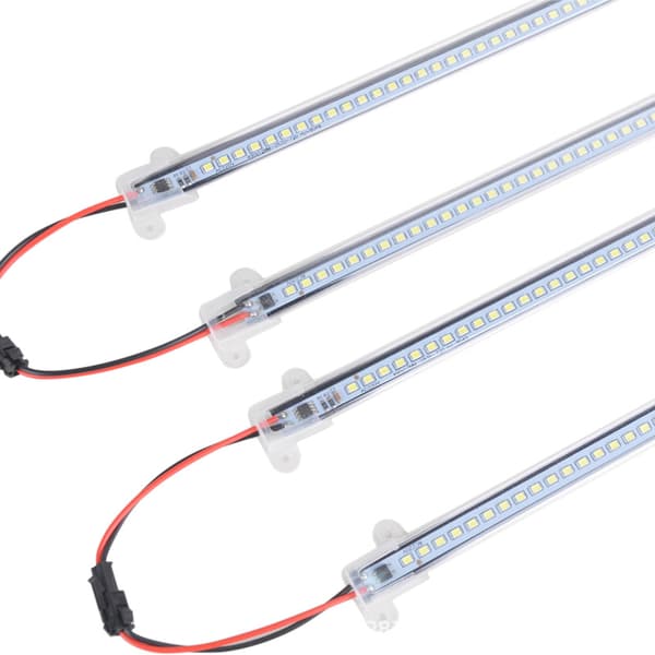 2 stk DC 12V 50cm stiv LED-stripe i aluminium (hvit)