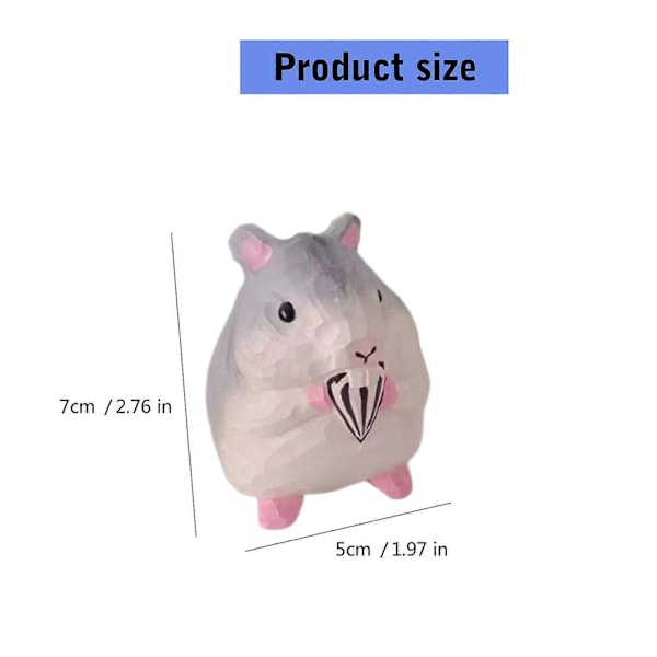 Miniature Foodie Hamster Statue Træudskæringer Dyrefigur til Boligindretning og Kontor Skrivebord Dekorativt Ornament