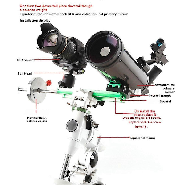 Plade 250mm Ækvatorialt Teleskop Svalehalefatning Én Adapter To Korte Plader Astronomisk Teleskop A