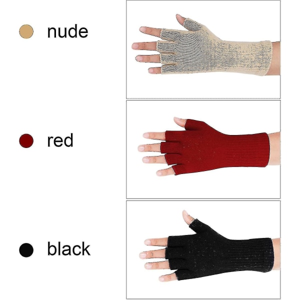 3 Par Fingerless För Kvinnor Män Halvfinger Vinterhandskar Lättvikt