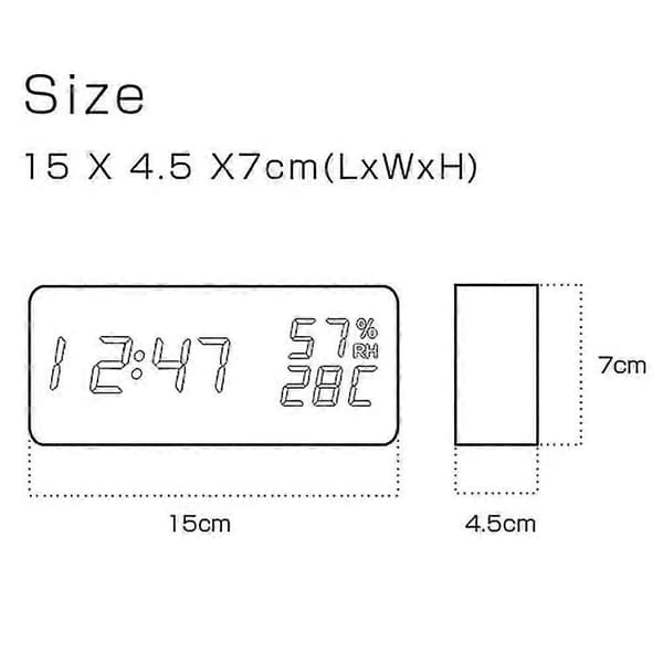 Sängbordsväckarklocka i trä, digital dimbar LED-display-jie