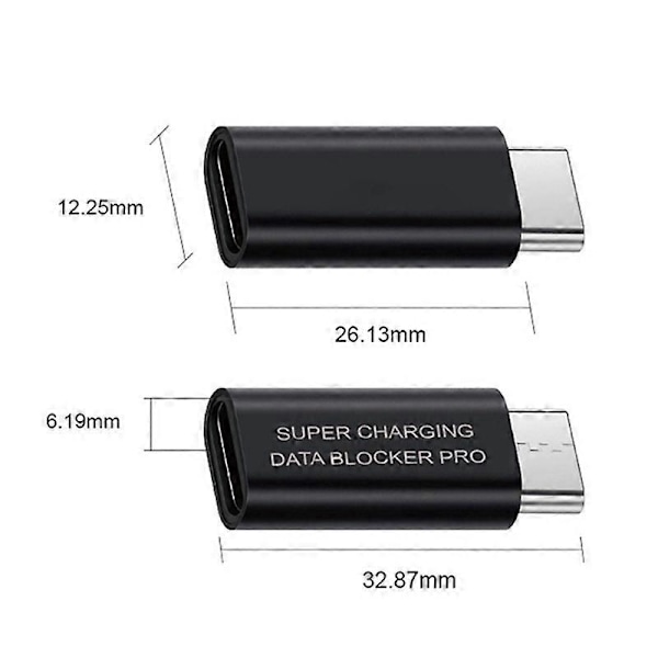 5 stk. USB Type-C Datablokkering USB C til C Datablokkering, Beskyttelse mot Juice Jacking, Støtter Rask Lading