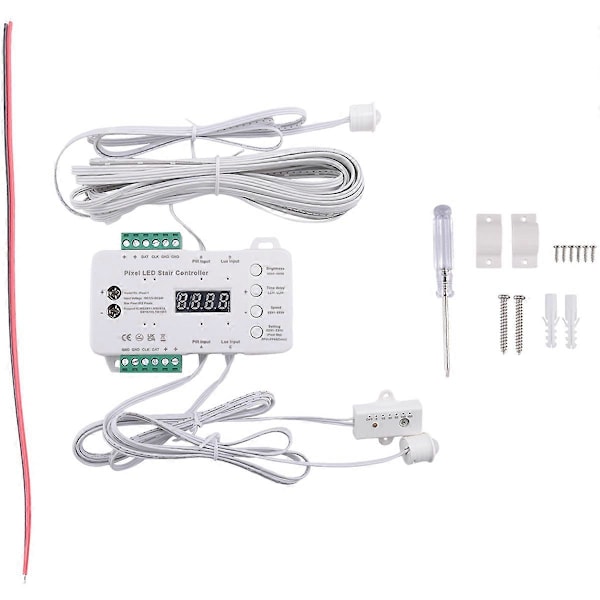 Bevægelsessensor LED Trappe Pixel Lys Controller RGB LED Controller med Dagslyssensor Trappebelysning