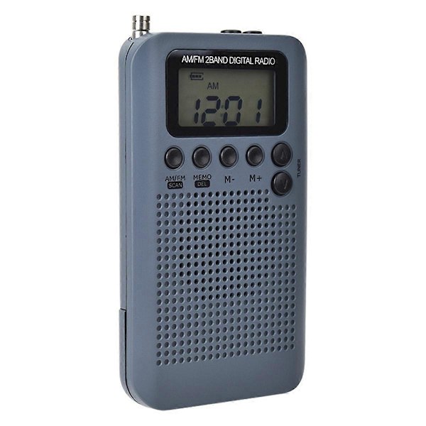 AM/FM Radio med LCD-skjerm Lomme Radio Håndholdt Digital Dobbelbånds Mottaker Bærbar Høyttaler