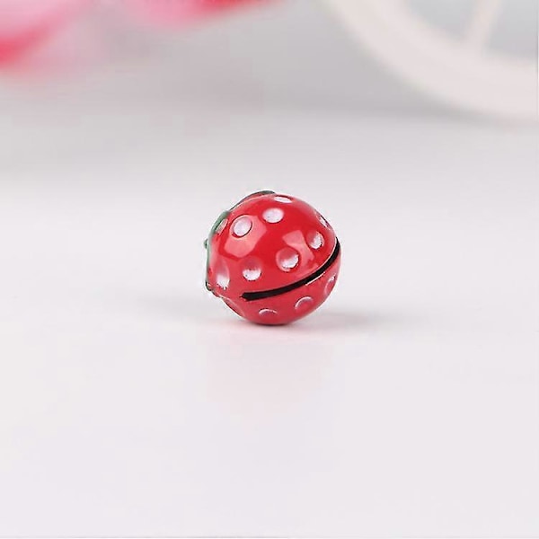 10 st Söta Mini Rosa Klockor Jordgubbsform Koppar Jingle Bells För Passande Halsband till Husdjur (röd)