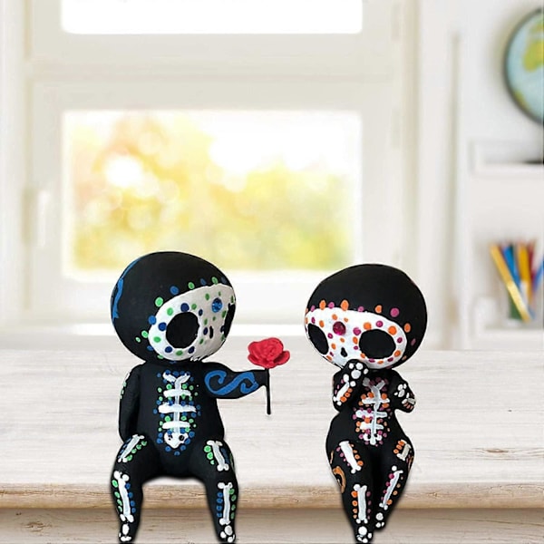 Halloween-Sukkerkraniefigurer, Dejlige Harpikshåndværk Sukkerkranie Par Statue Dekor, Harpiksskelet Par Figur Gotiske Bordplade Ornamenter til Mot