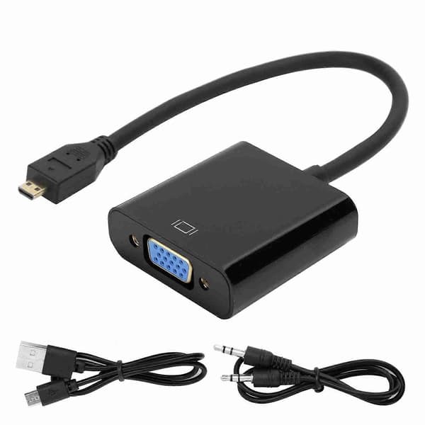 Micro HDMI til VGA Video Konverter Adapter 1080P for Raspberry Pi 4B med Strømforsyningsfunksjon Micro HDMI til VGA