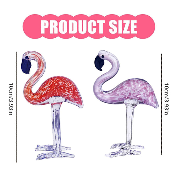 Glass Flamingo Ornament med fine detaljer, samleobjekt dyrefigur skulptur for å forbedre stue og kontor - Rose lilla