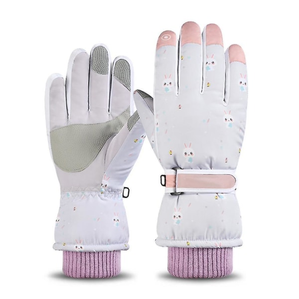 Skidsnöhandskar Vinterkallt väder Vindtäta varma skidor SK13 Grey Snowflake rabbit
