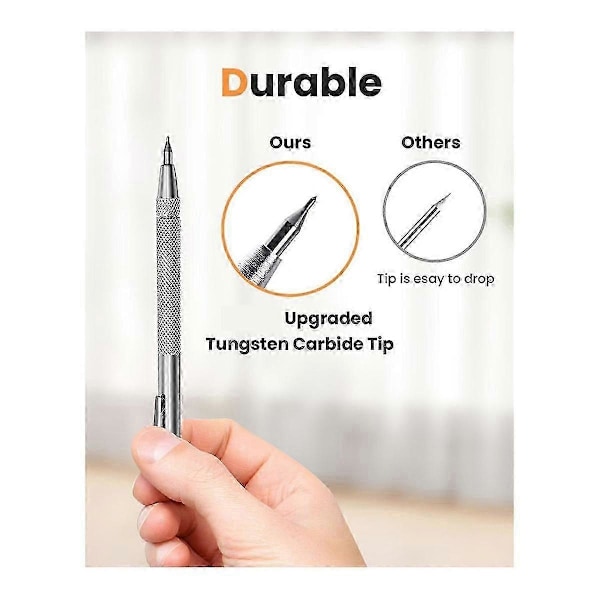 4-pack Tungstenkarbidrits med Magnet, Metallrits, med Extra 24 Ersättningsmarkeringstippar och Stållinjal