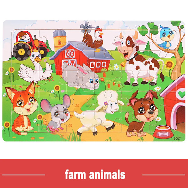 Pusselspel för fordon för trädjur för barn Jigsaw Baby Early Learning Pedagogiska leksaker för barn dinosaur